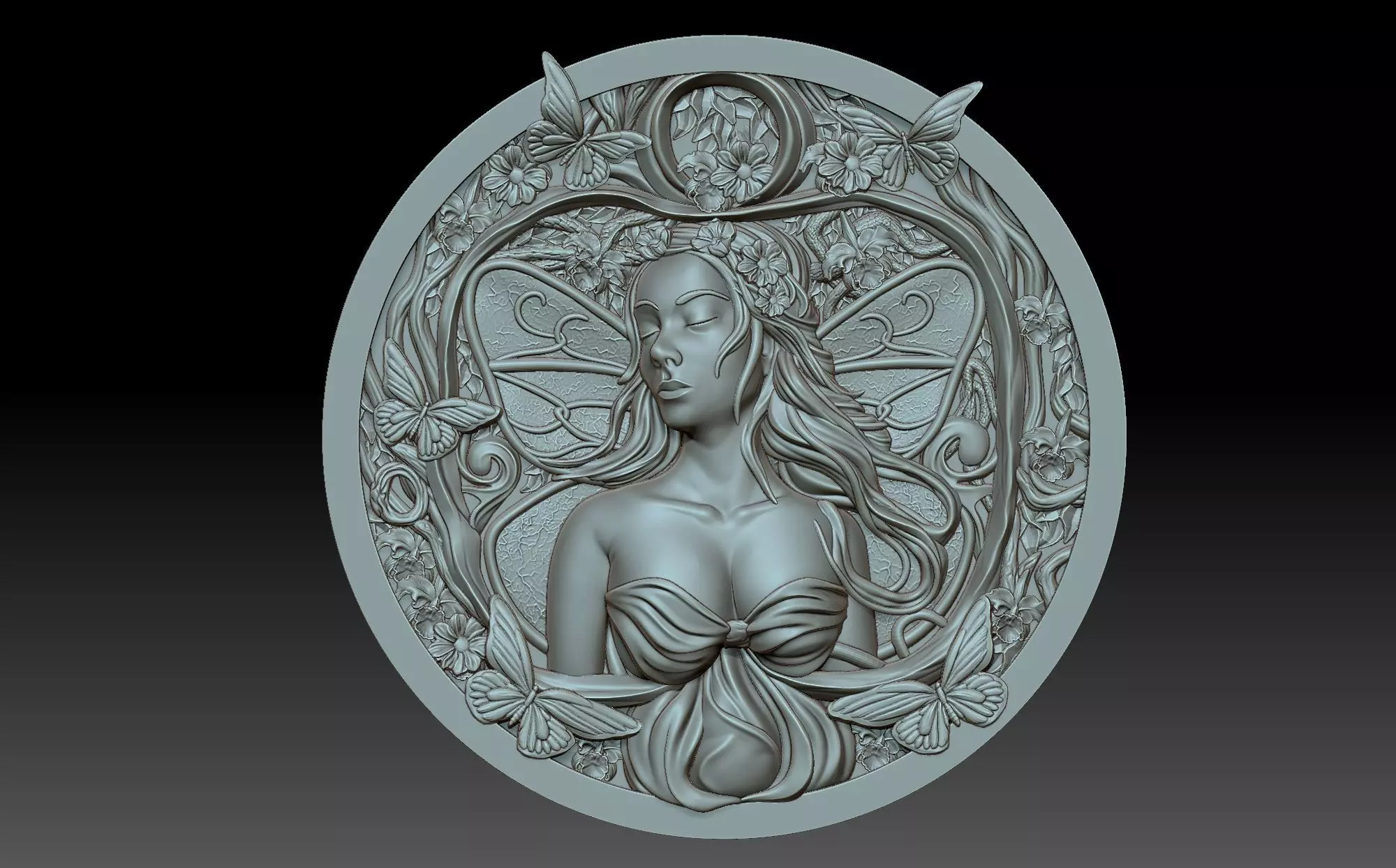 Fairy in flowers 3D print model_0