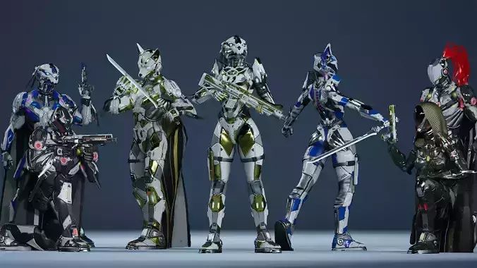 Sci-Fi Soldiers pack Low-poly 3D model Sci-Fi Soldiers pack Low-poly 3D model