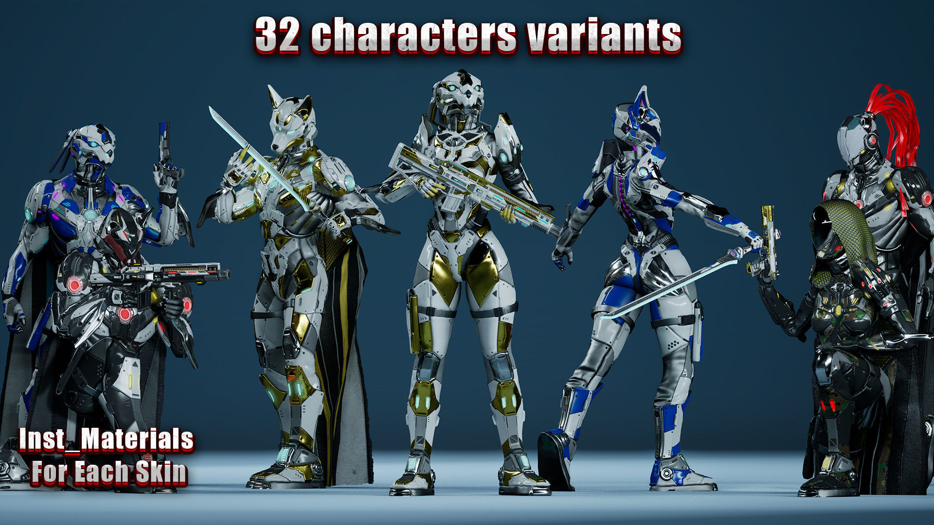 Sci-Fi Soldiers pack Low-poly 3D model_2