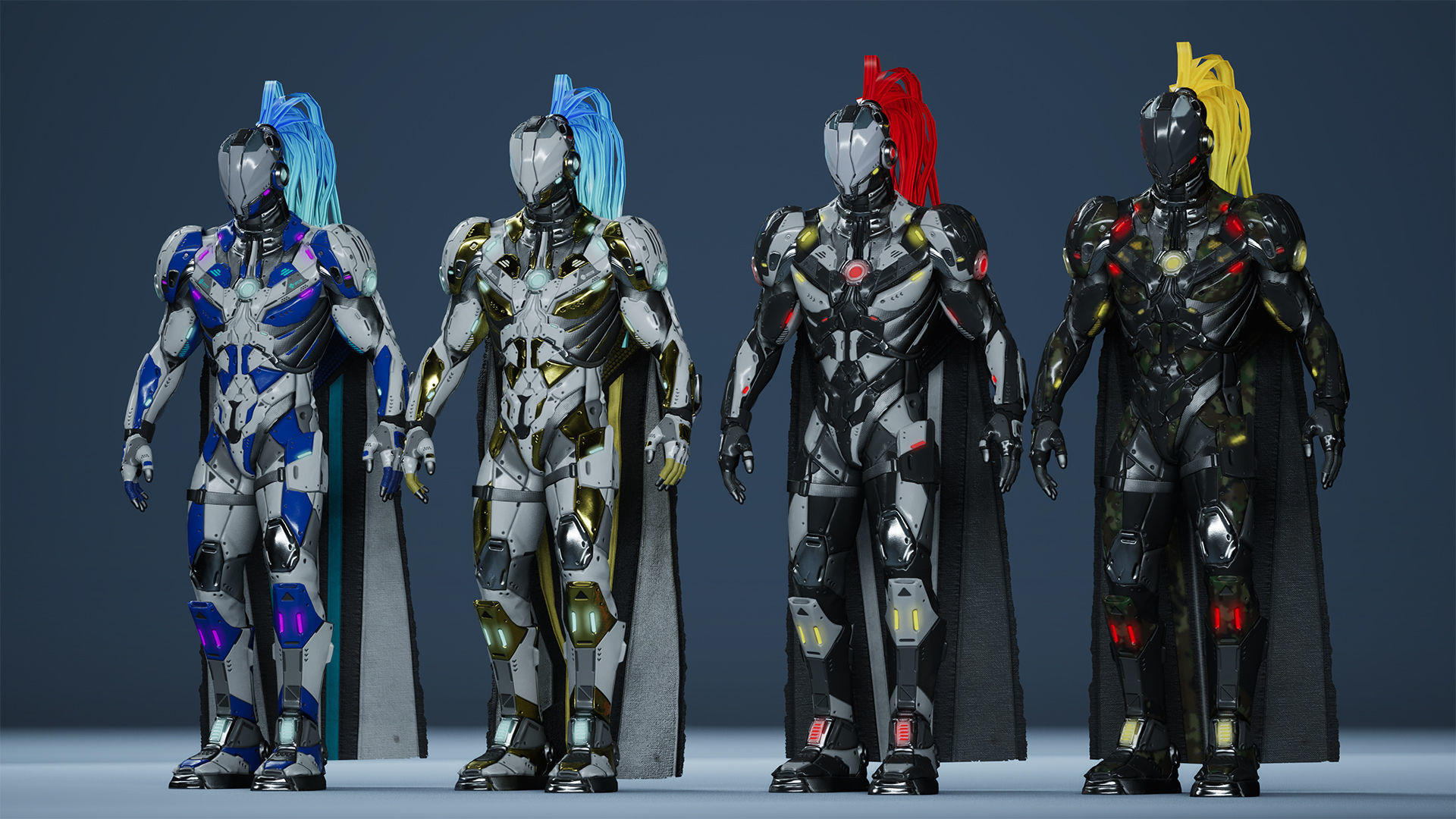 Sci-Fi Soldiers pack Low-poly 3D model_8