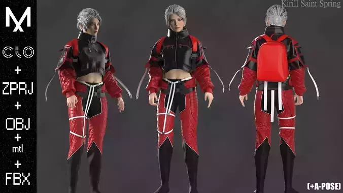 Outfit Female Marvelous designer Clo3d OBJ mtl FBX ZPRJ