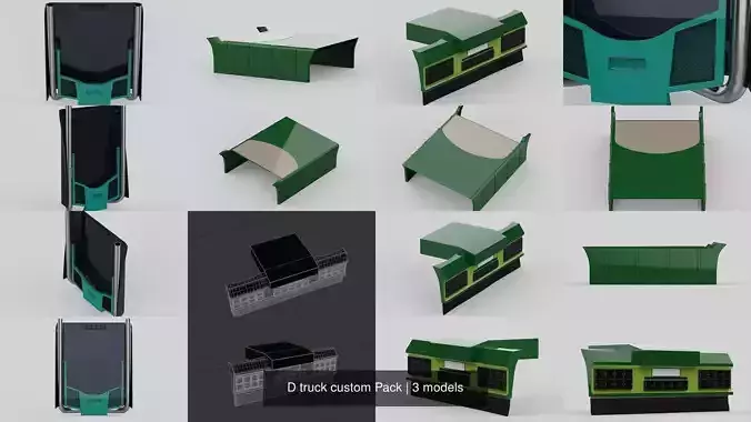 D truck custom Pack 3D Model Collection