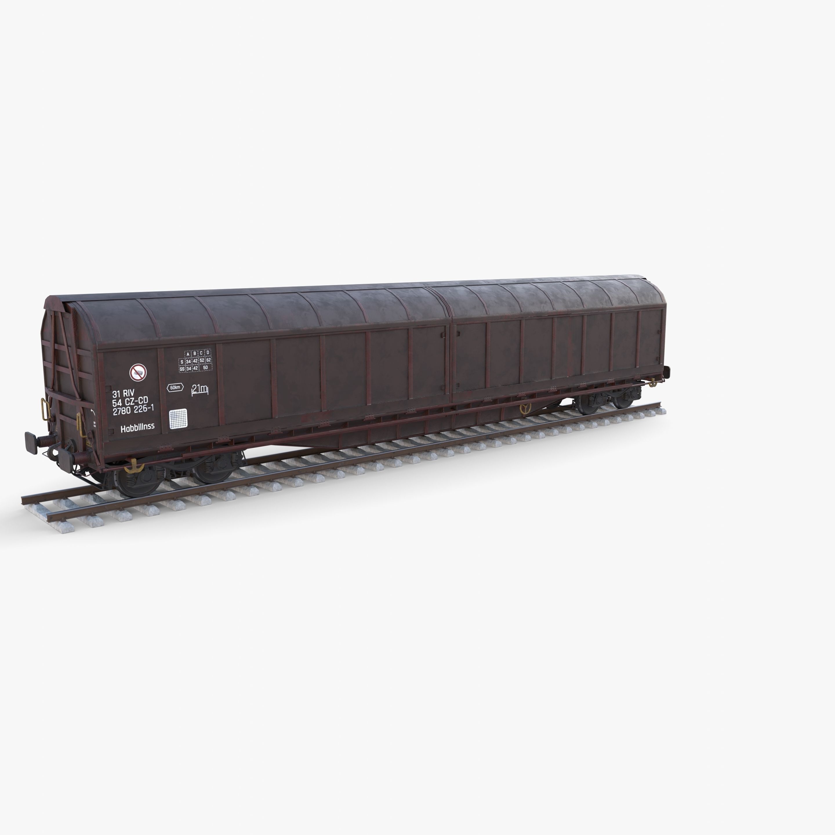 CFR Habis Sliding Door Wagon 339 Rail Car v1 3D model_2