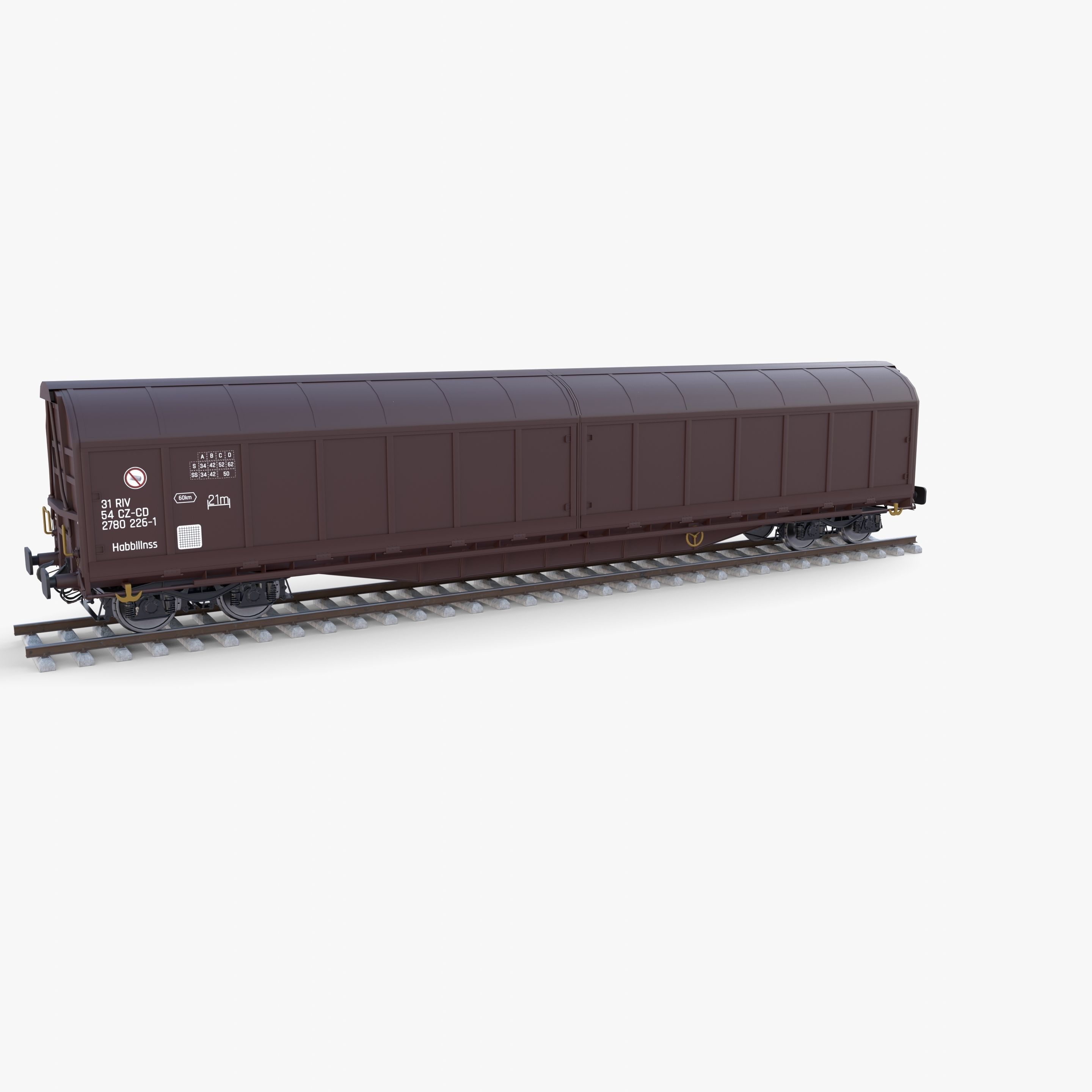 CFR Habis Sliding Door Wagon 339 Rail Car v2 3D model_2