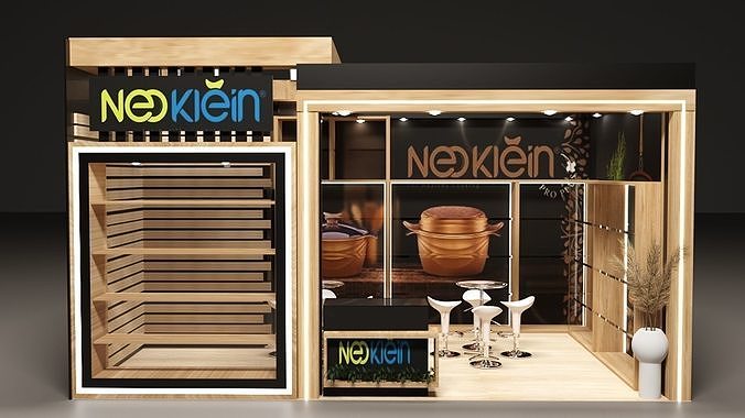 Exhibition stand design one side opened 3D model