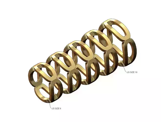 Open rounded carved corners  square ring US sizes 6to10