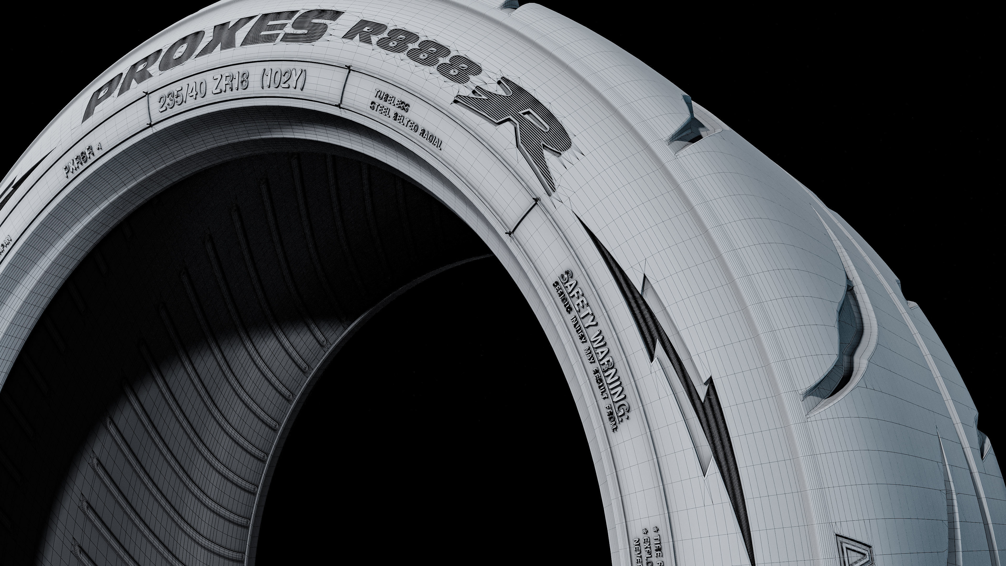 Tire Toyo Proxes R888R Full 3D 3D model_11