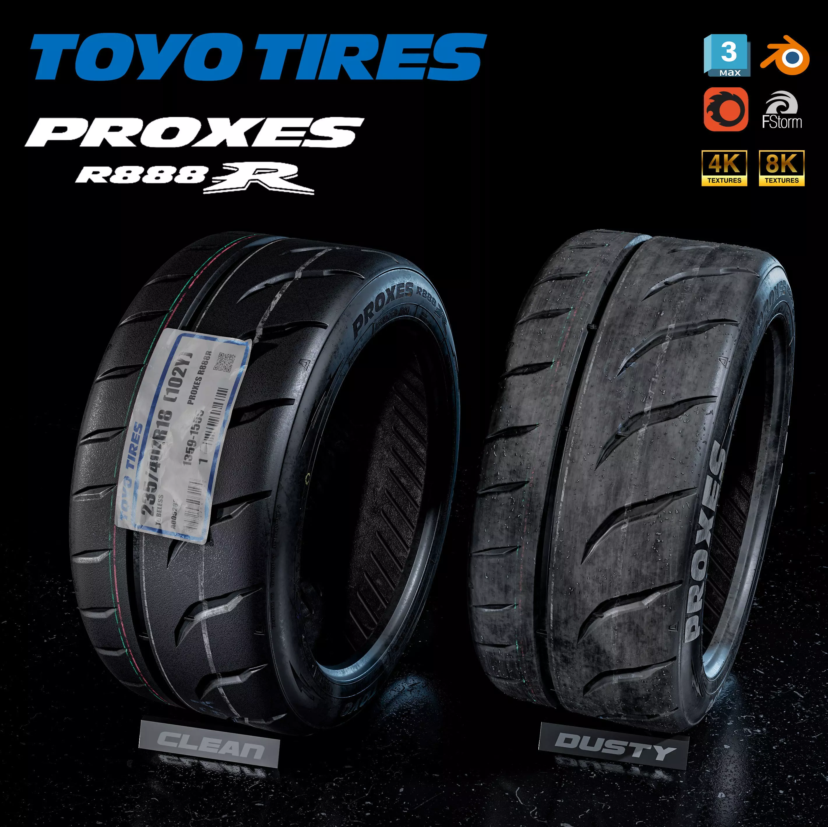 Tire Toyo Proxes R888R Full 3D 3D model_0
