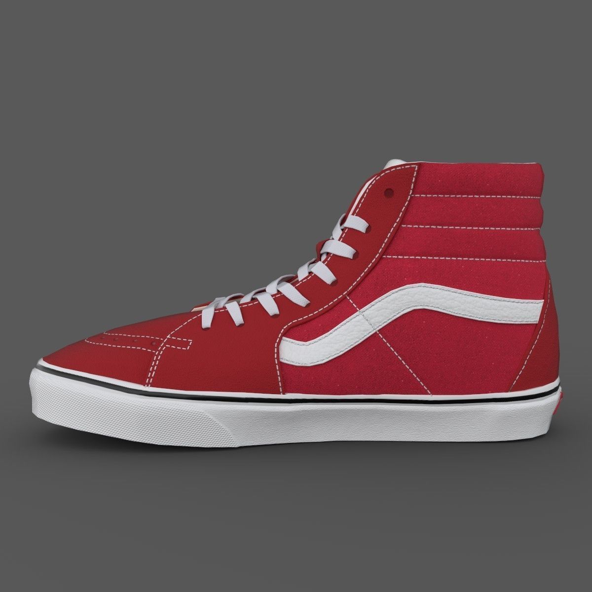 VANS182 Sk8 Hi Racing Red True Low-poly 3D model_3