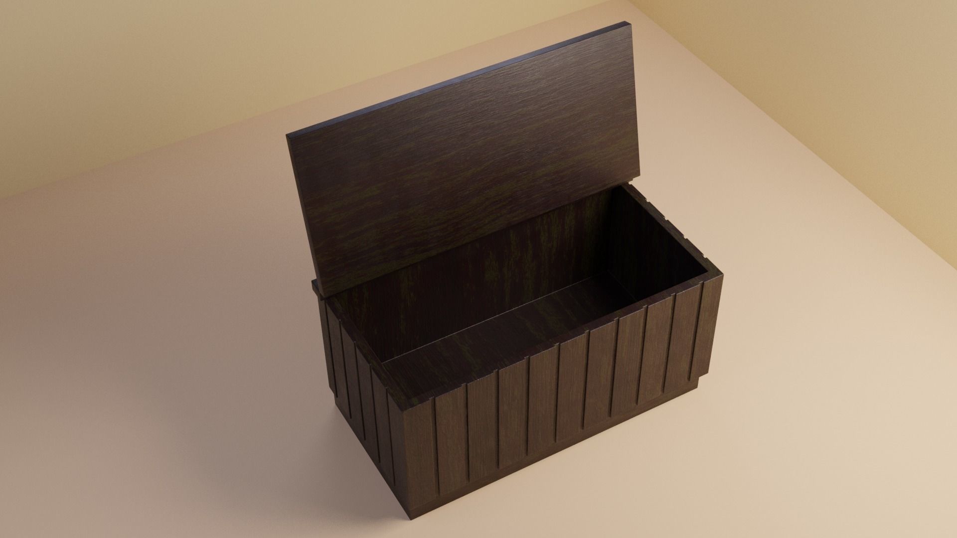 Wood chest 3D model_1