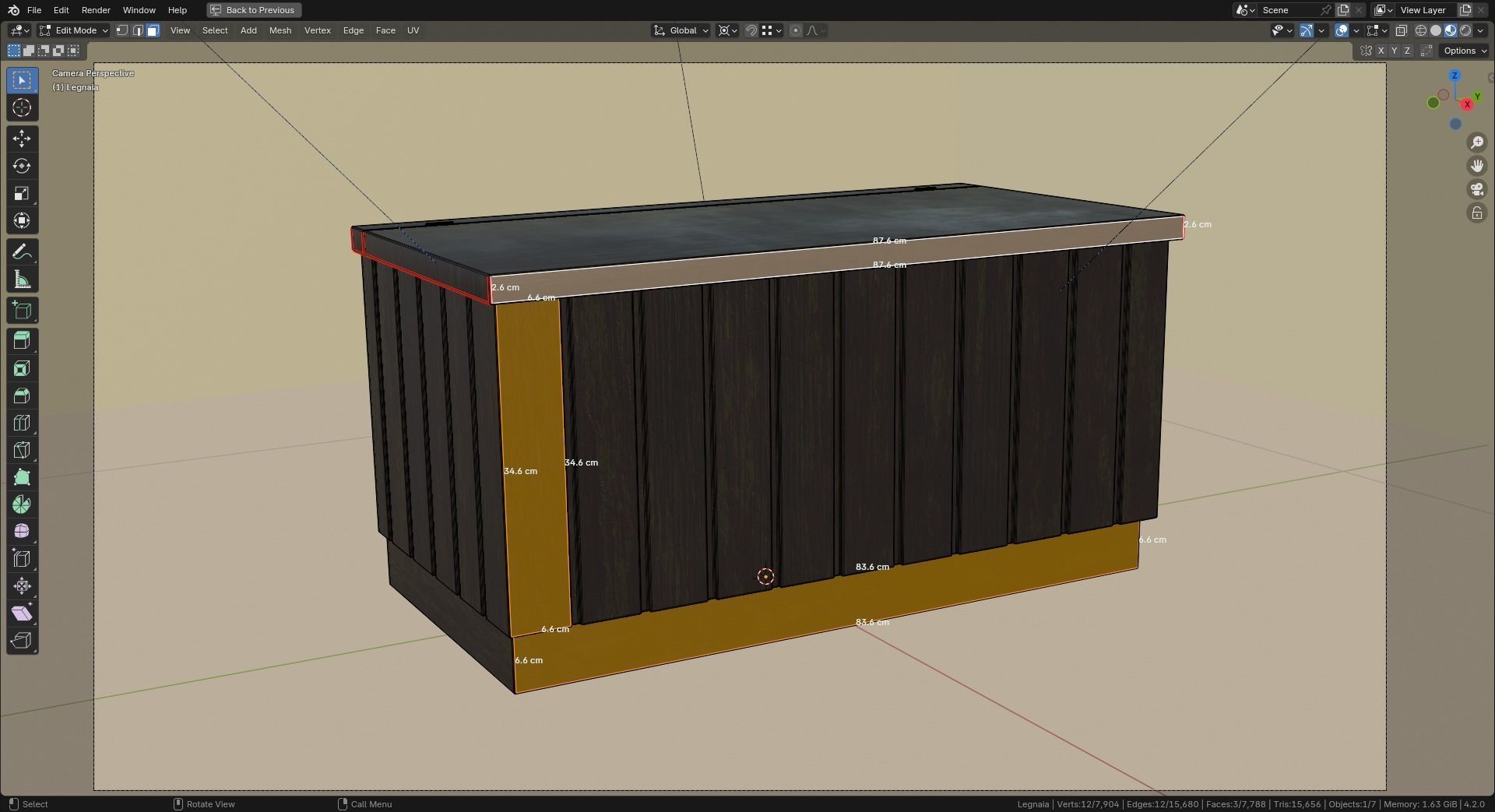 Wood chest 3D model_2