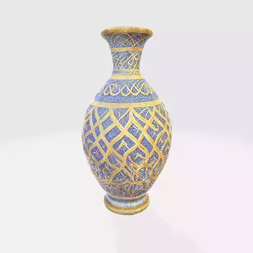 A decorative ceramic vase with a patterned