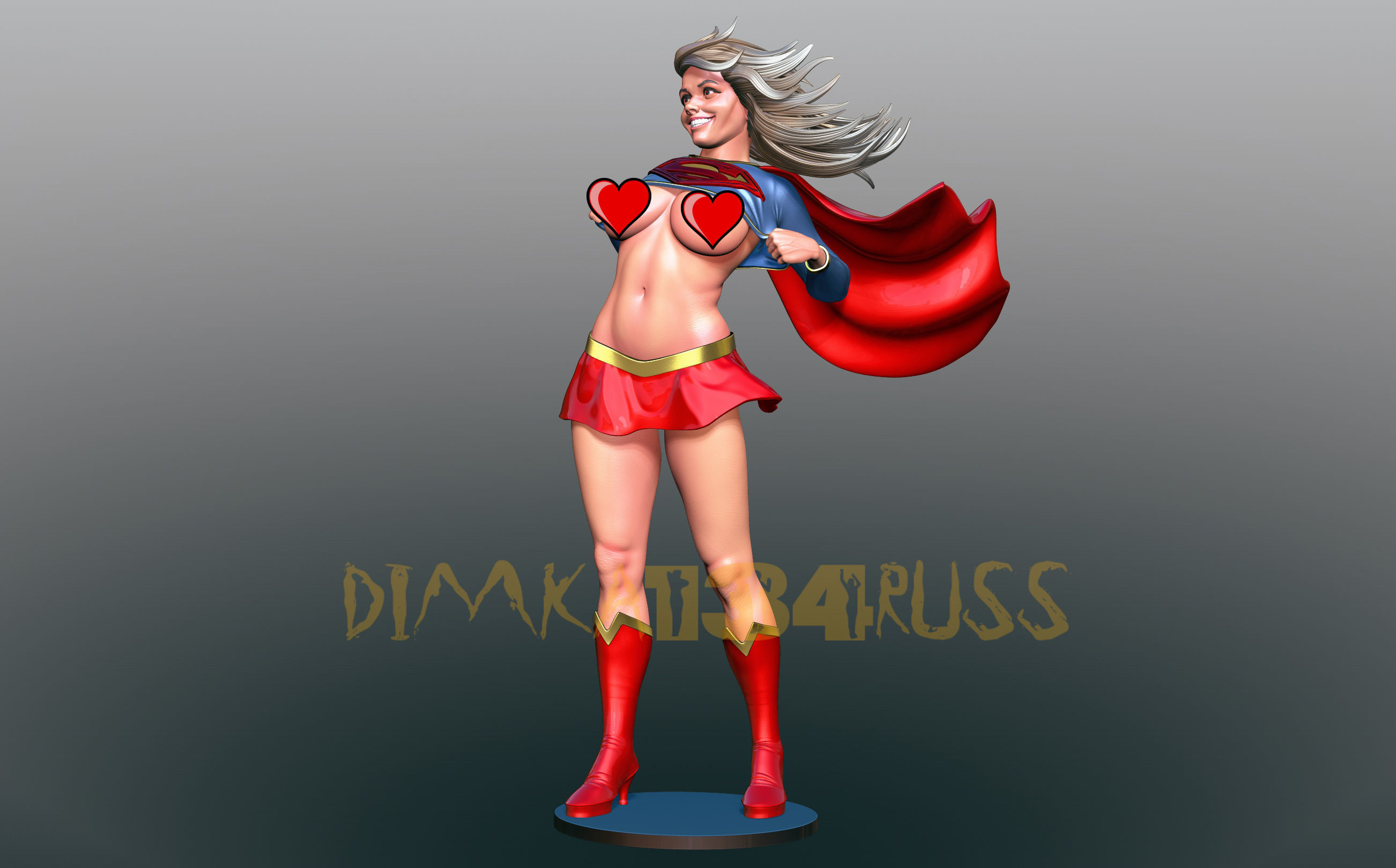 super girl 3D print model_3