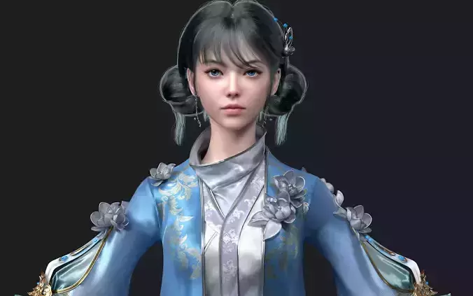 Chinese Girl AsianGirl Y166 3D model 3D model