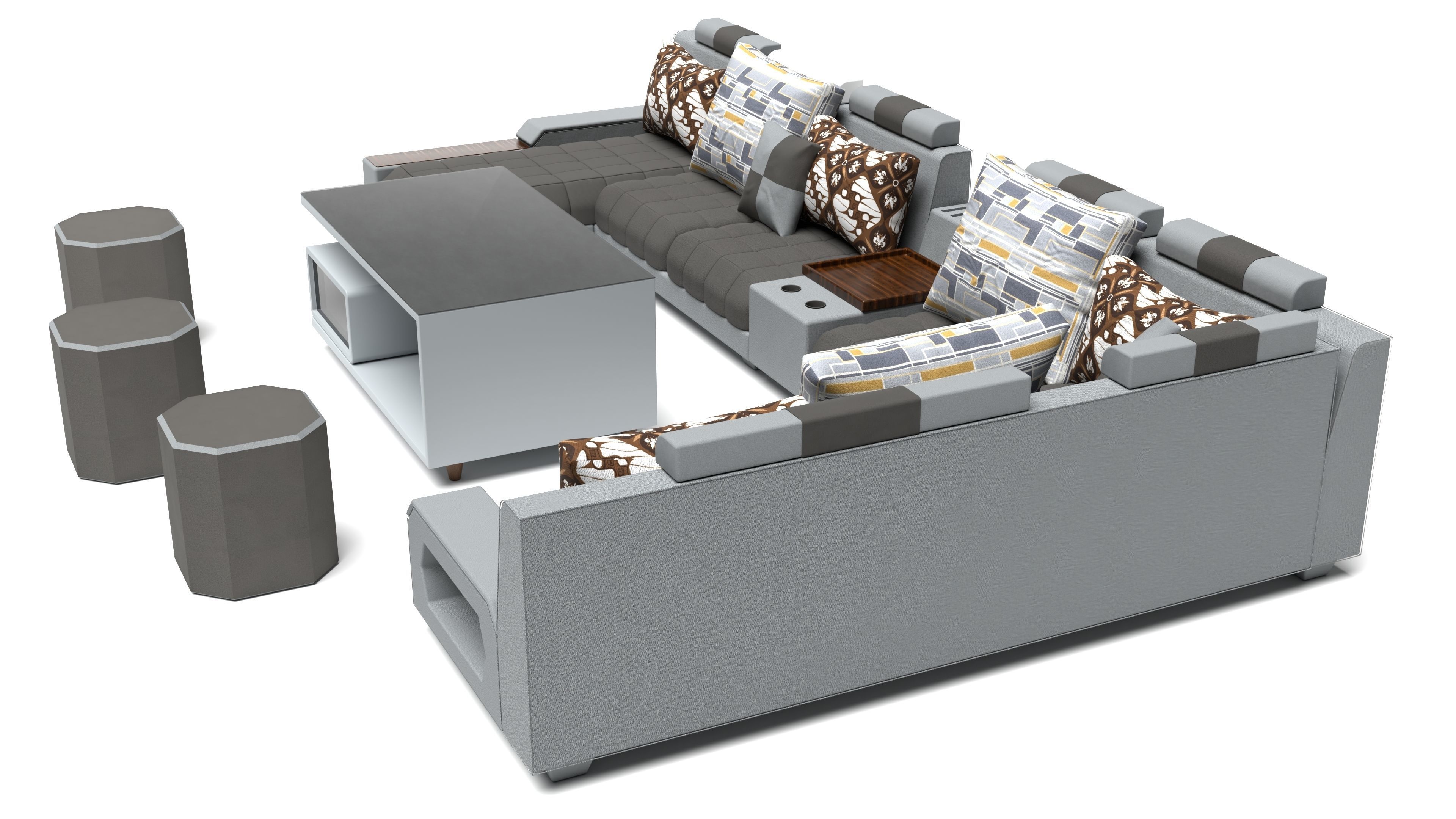 3d Modern Sofa Set Design For Interior Scene 3D model_3