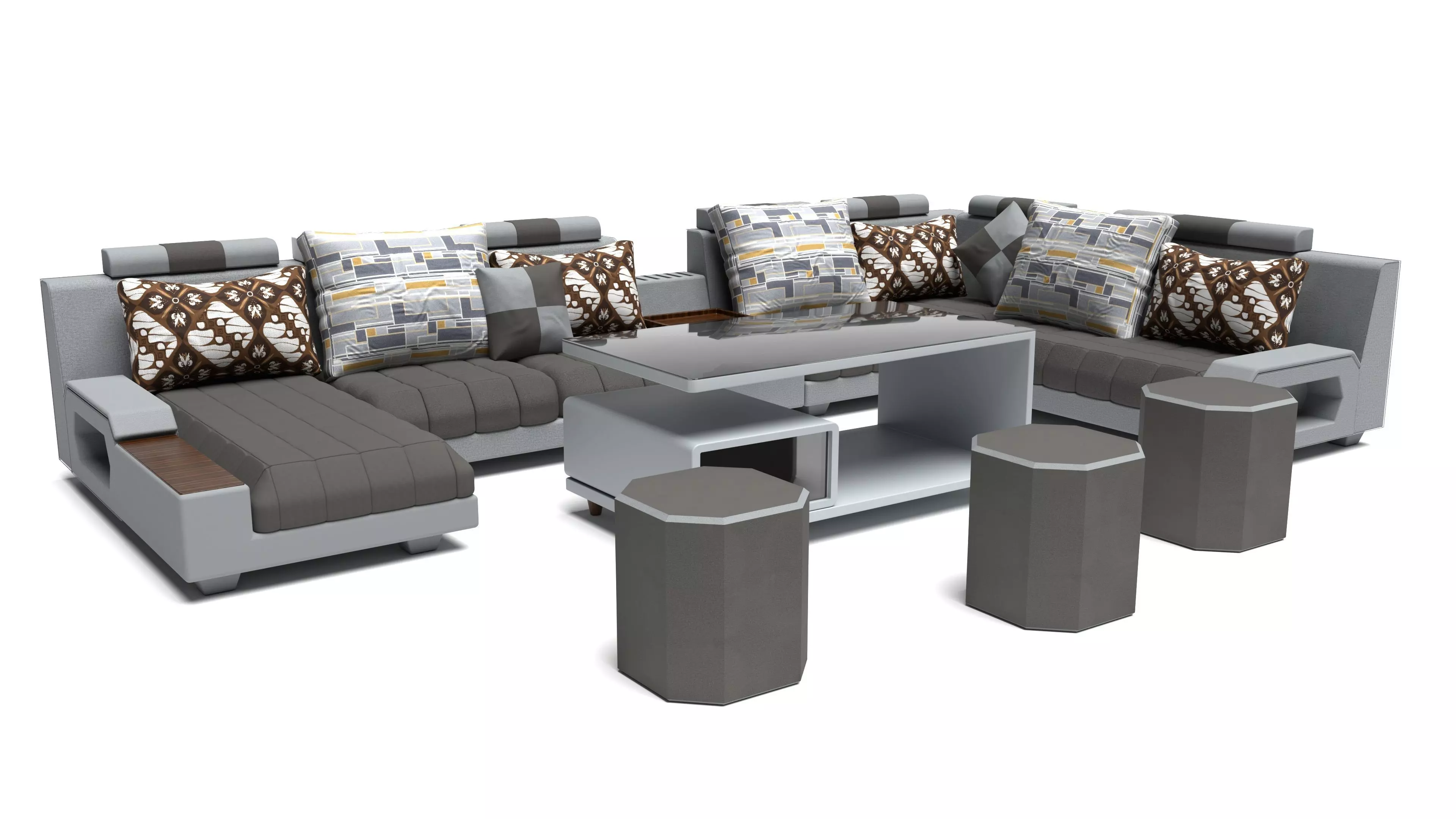 3d Modern Sofa Set Design For Interior Scene 3D model_0