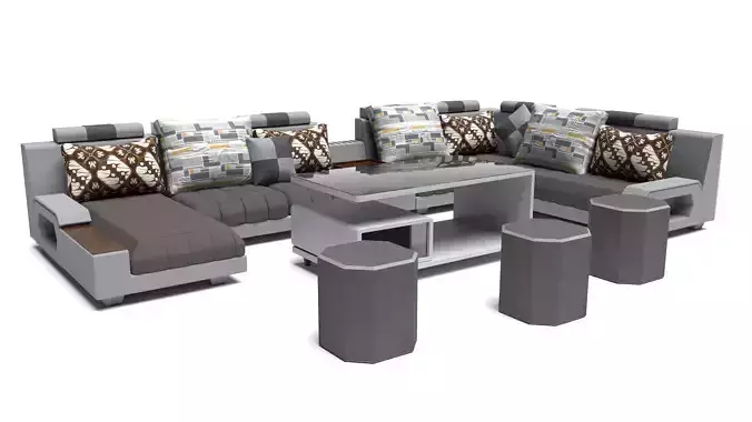 3d Modern Sofa Set Design For Interior Scene