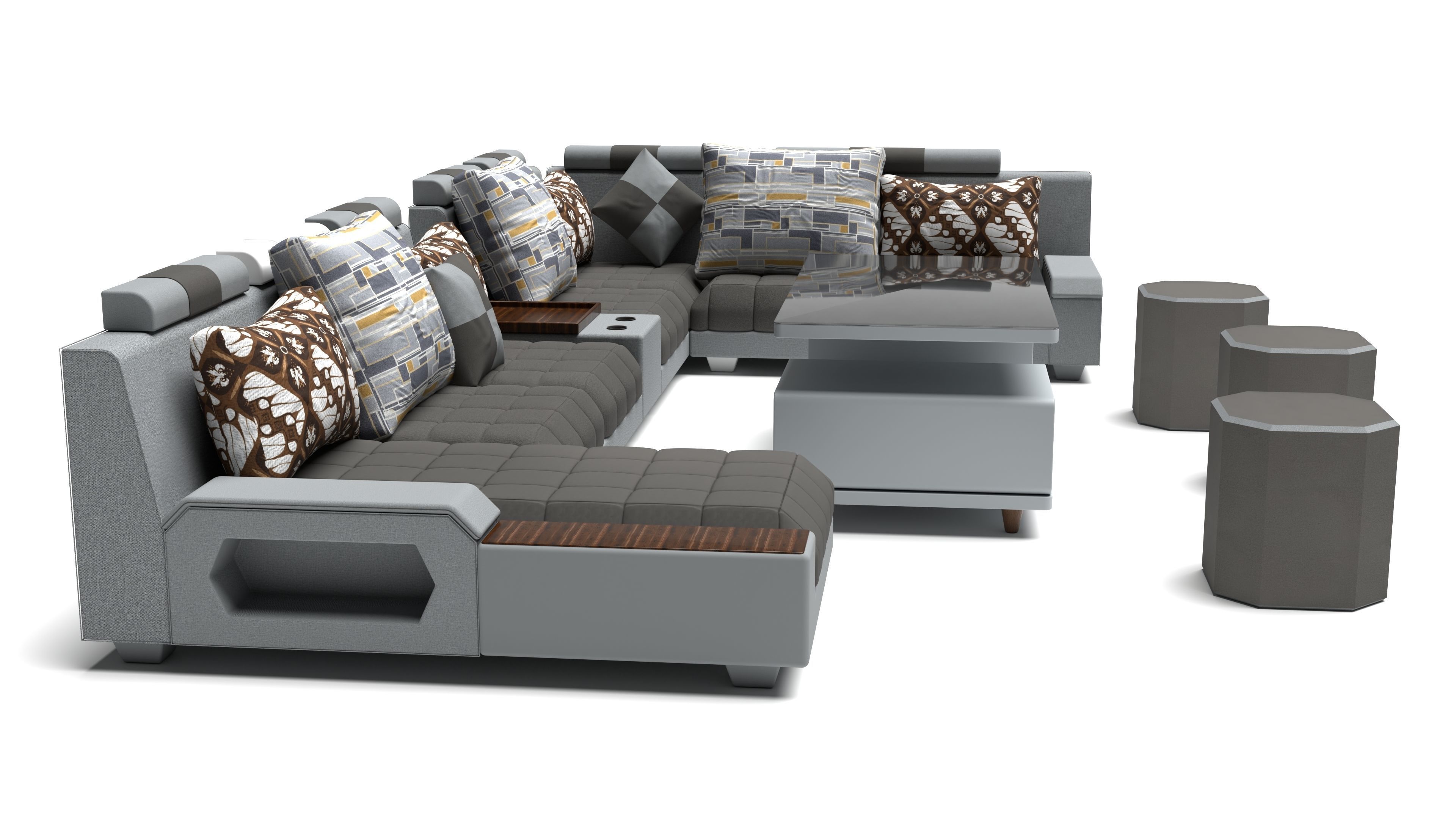 3d Modern Sofa Set Design For Interior Scene 3D model_2