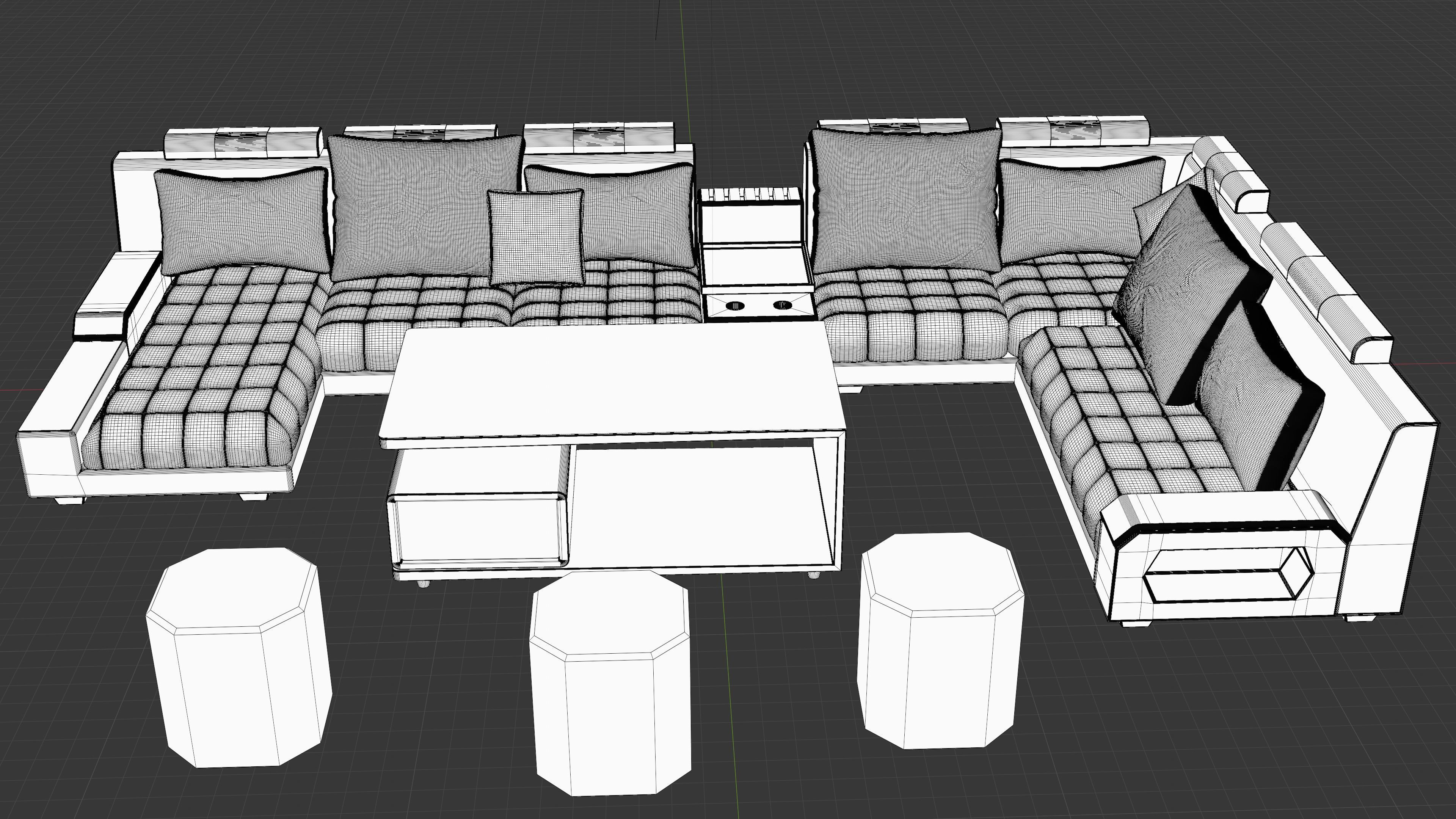 3d Modern Sofa Set Design For Interior Scene 3D model_8