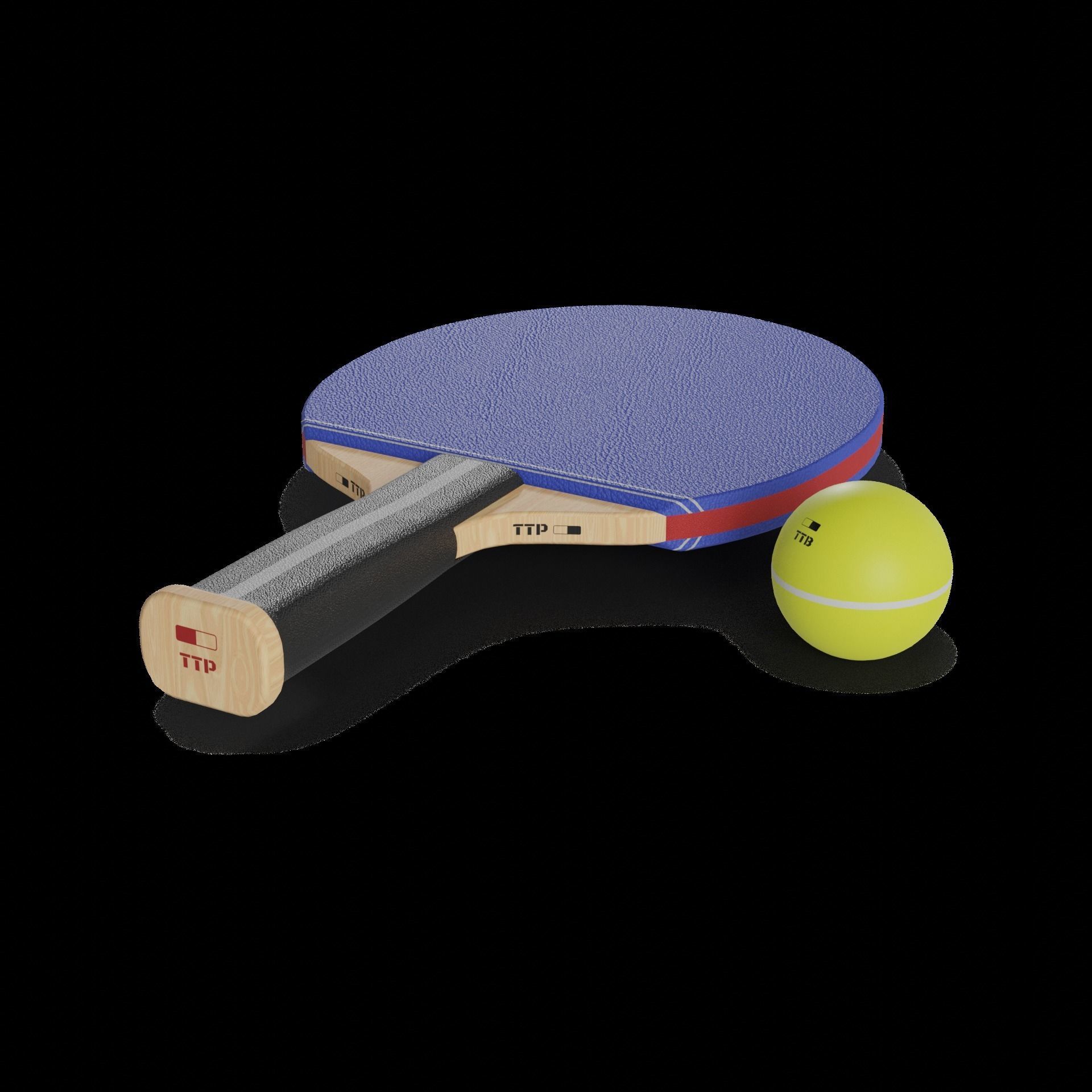 Sports products Ping Pong Paddle Set Low-poly 3D model_1