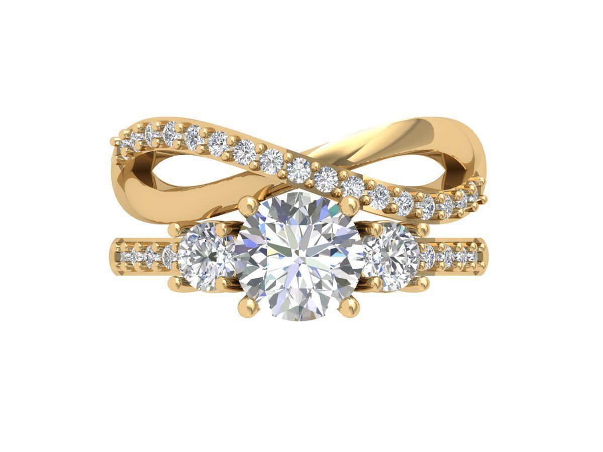 Solitair Ring Bridal Set 3D print model