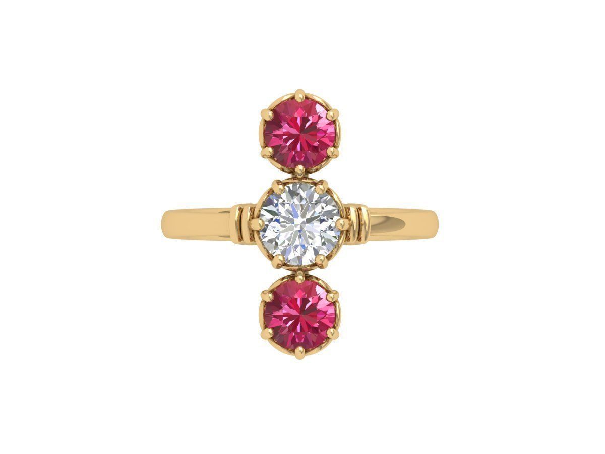 Solitair 3 Stone Ring 3D print model