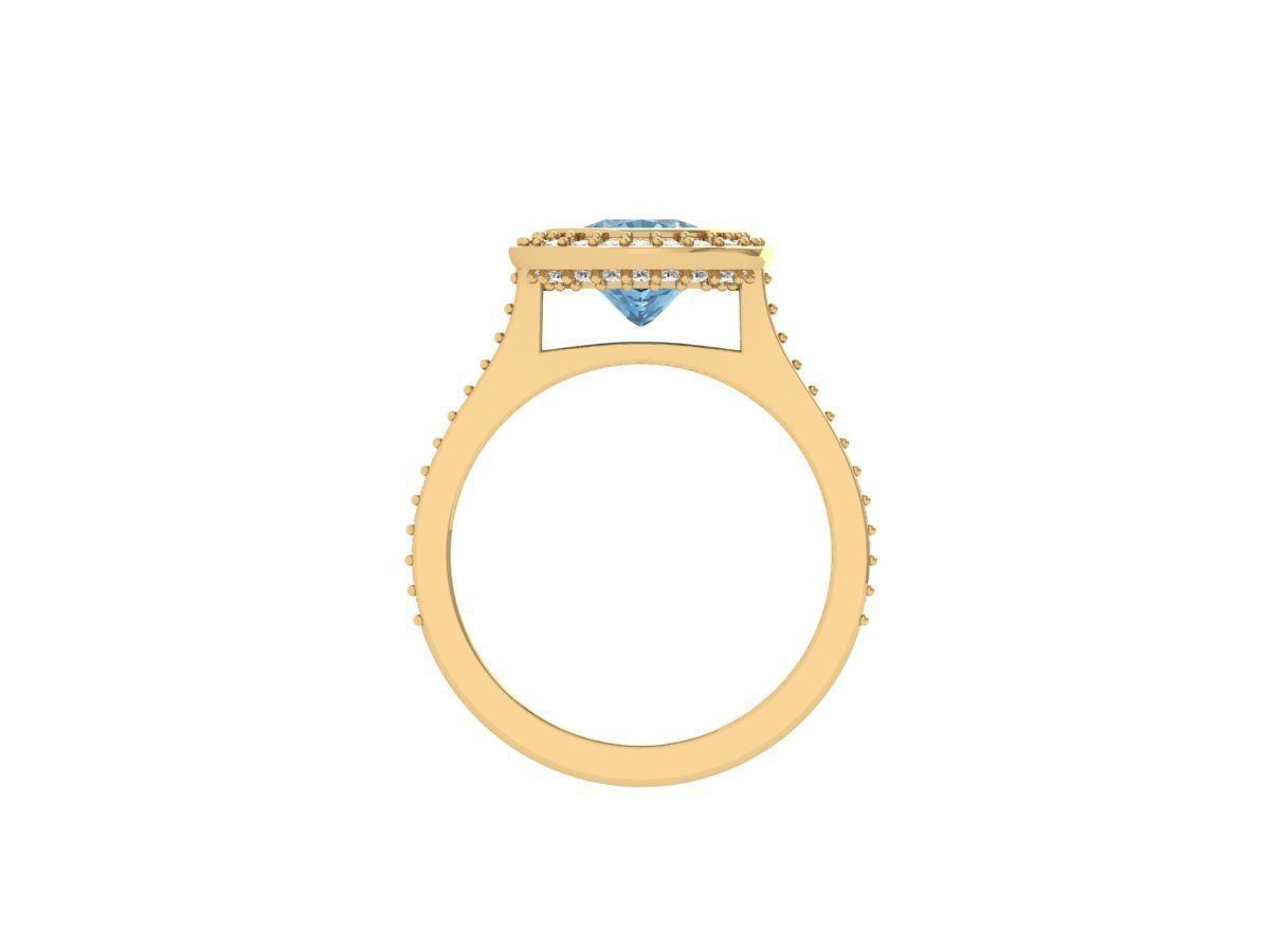 Cushion Solitaire Ring 3D print model_5
