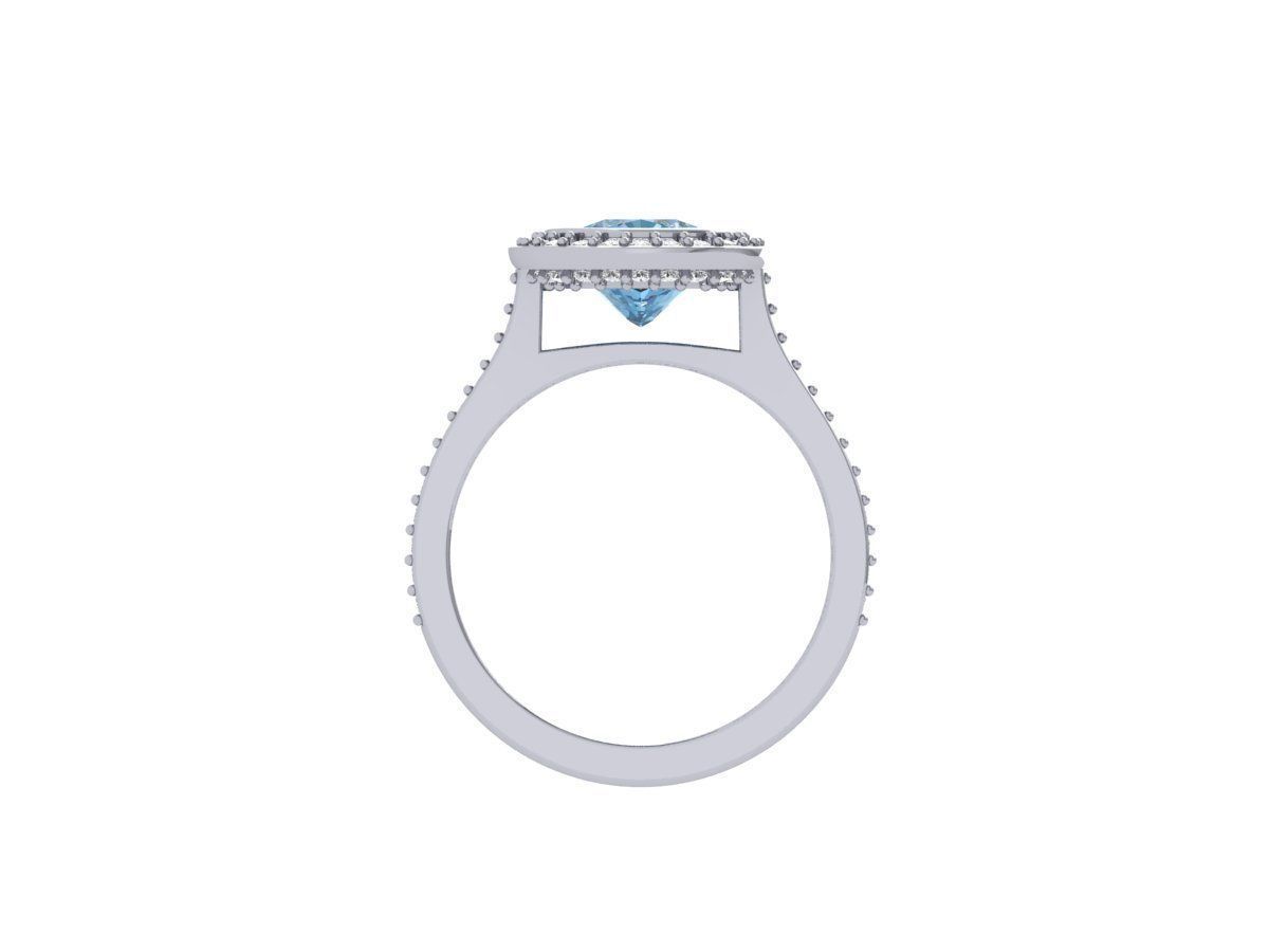 Cushion Solitaire Ring 3D print model_4