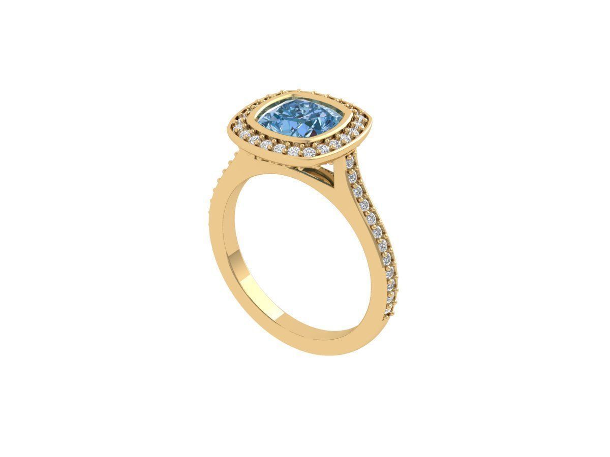 Cushion Solitaire Ring 3D print model_1