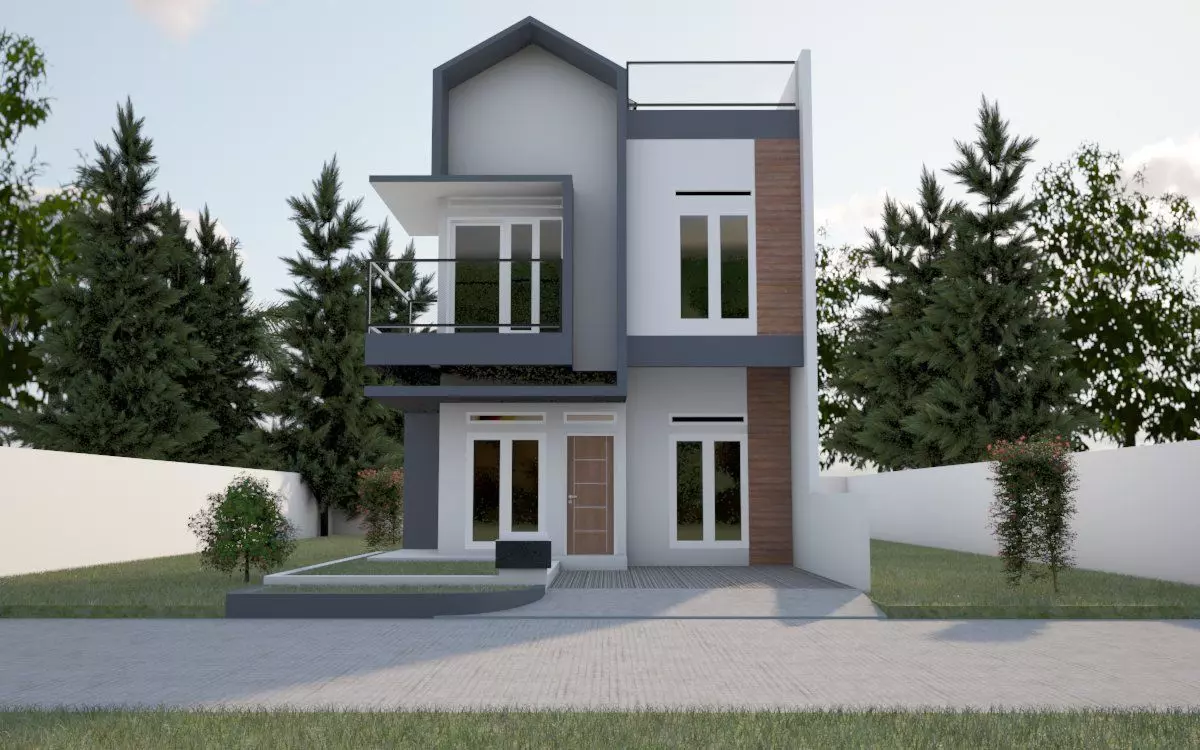 desain home 72 m type hook minimalis 3D model_0