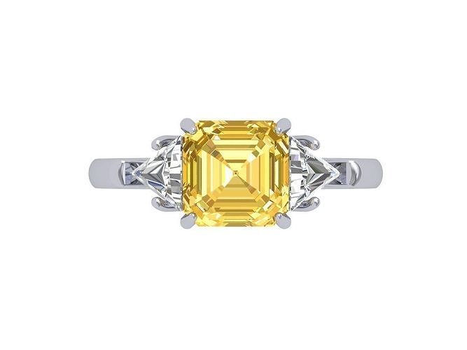 Asscher 3 Stone  Ring