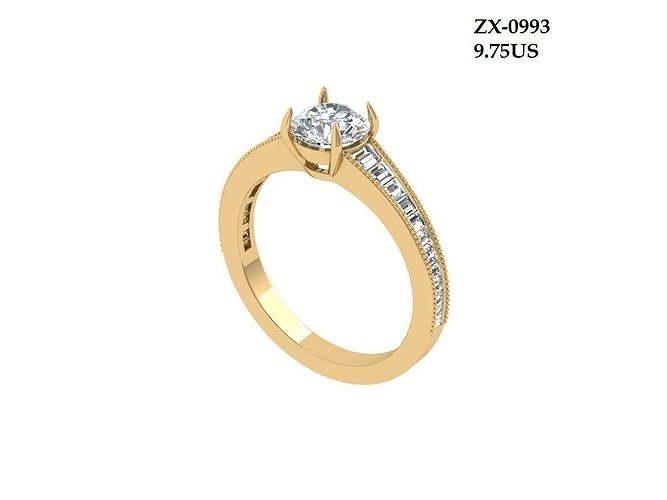 Solitaire Engagement Art Deco Ring