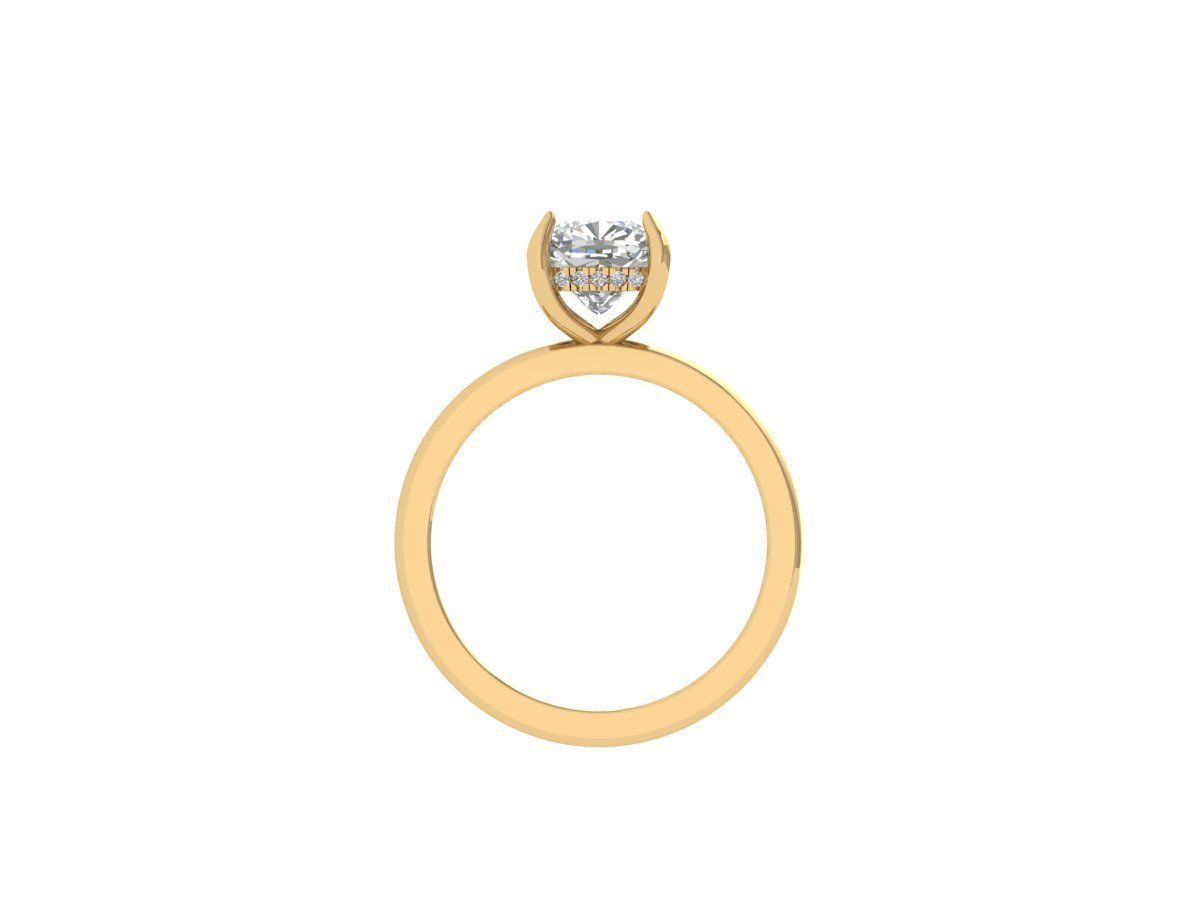 Cushion Solitaire Ring 3D print model_3
