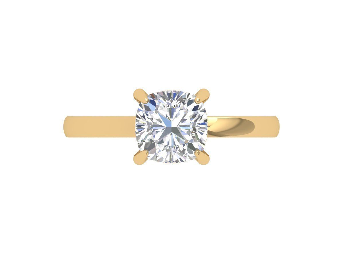 Cushion Solitaire Ring 3D print model_0
