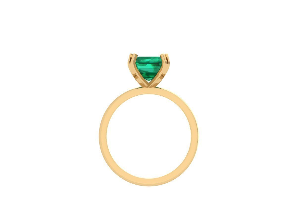 Emerald Solitaire Ring 3D print model_3