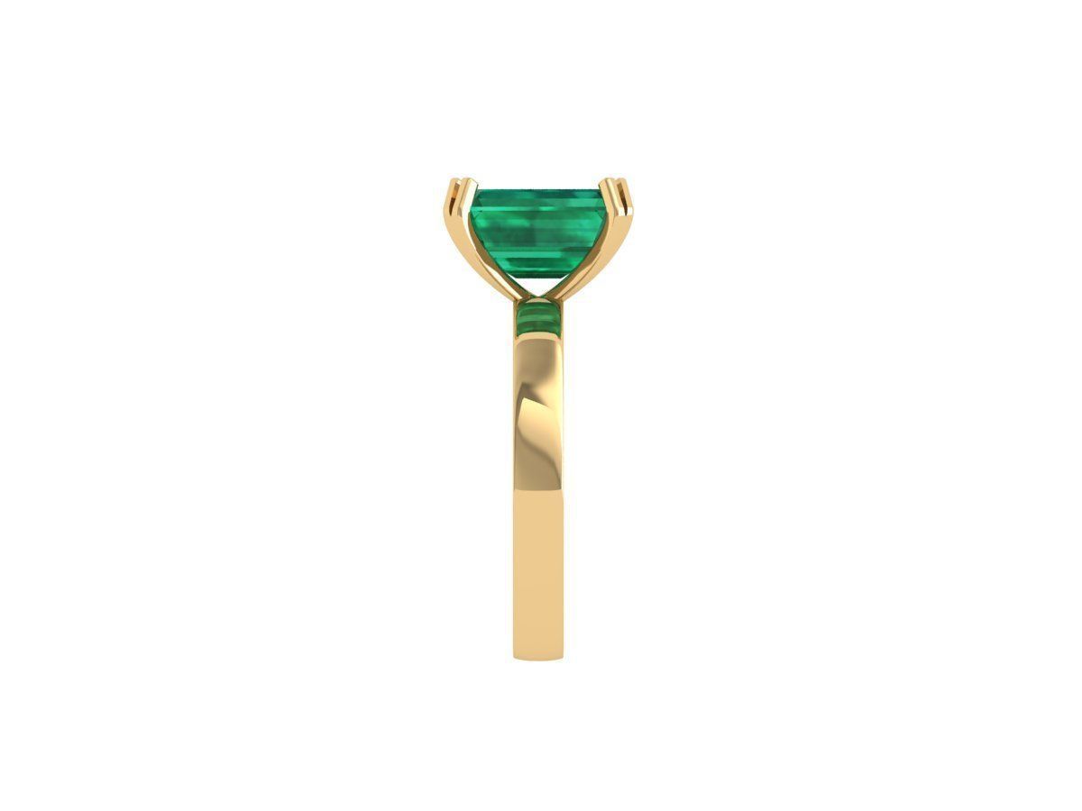 Emerald Solitaire Ring 3D print model_2