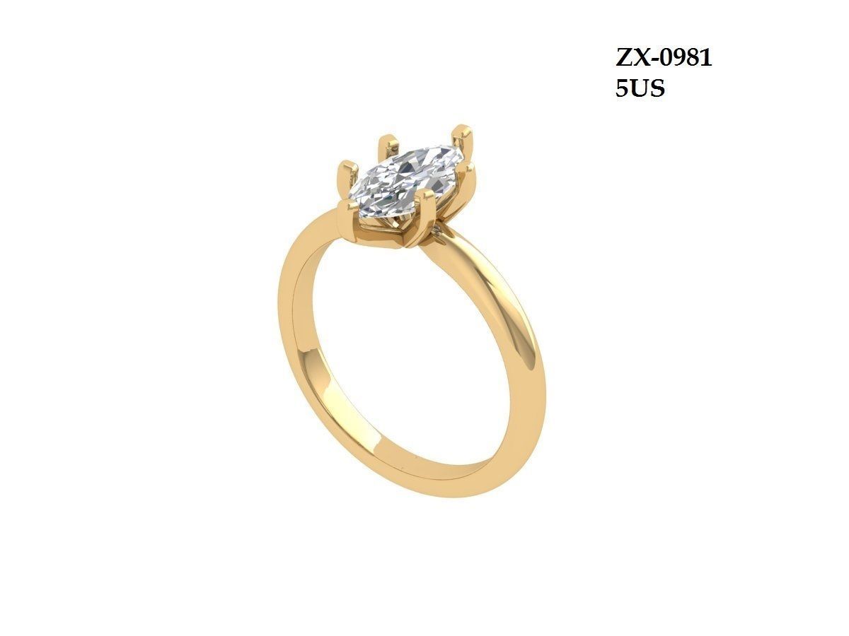 Marquise Solitaire Ring 3D print model_1
