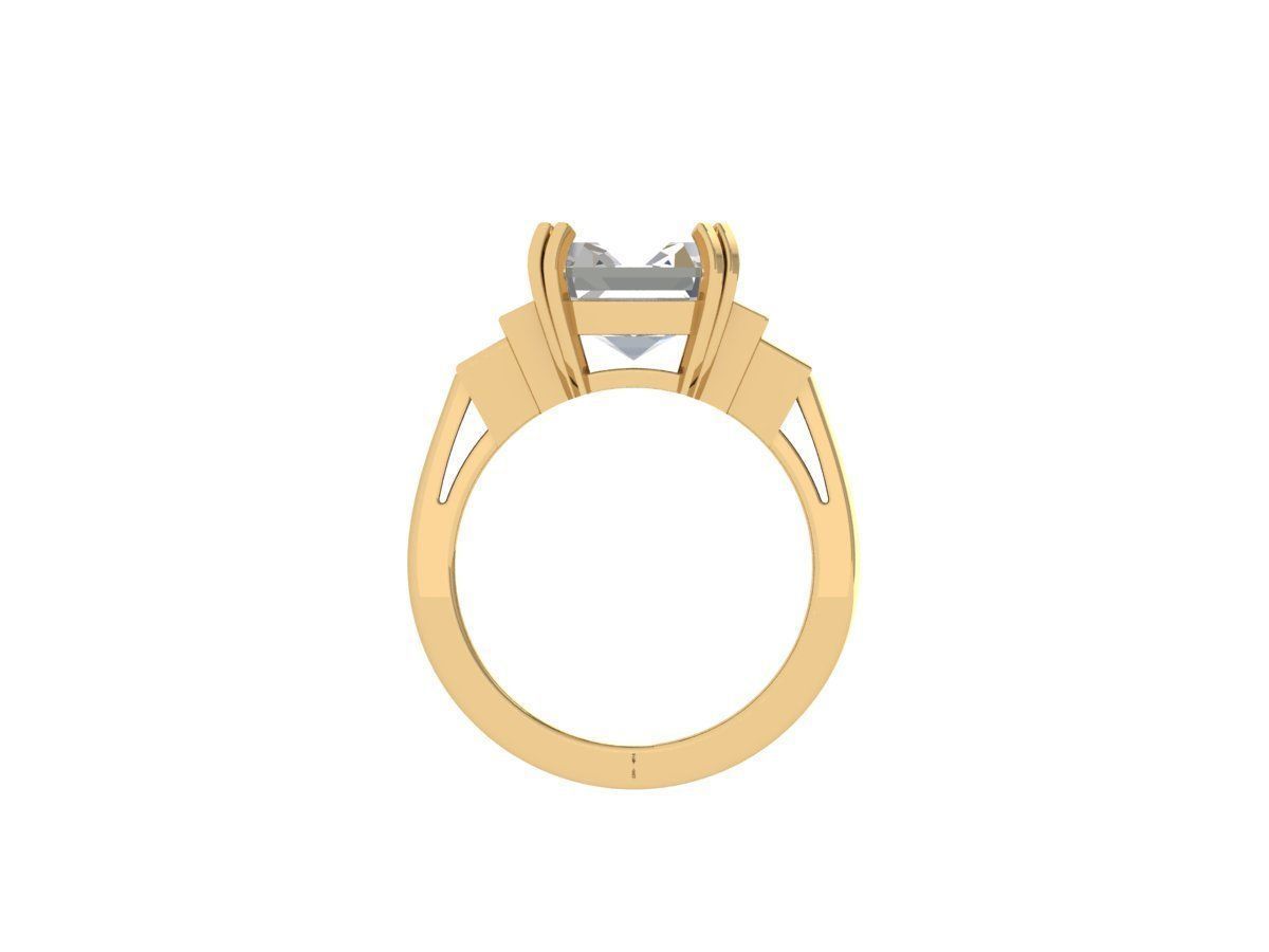 Asscher Solitair Ring 3D print model_3