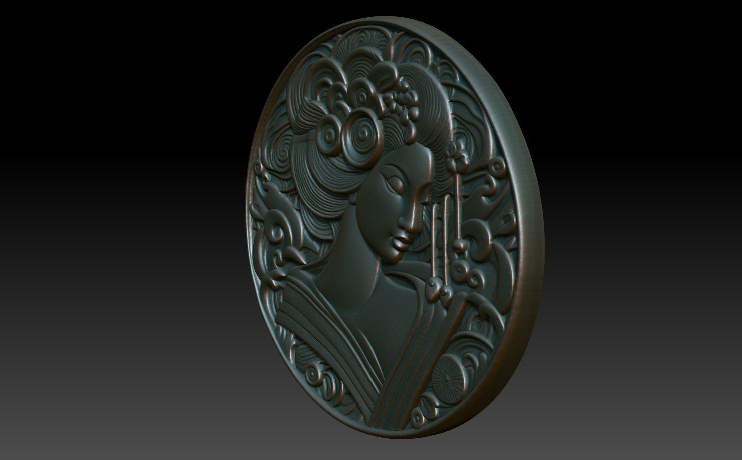 Geisha basrelief 09 240731 3D print model_1