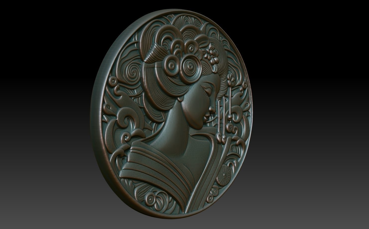 Geisha basrelief 09 240731 3D print model_2