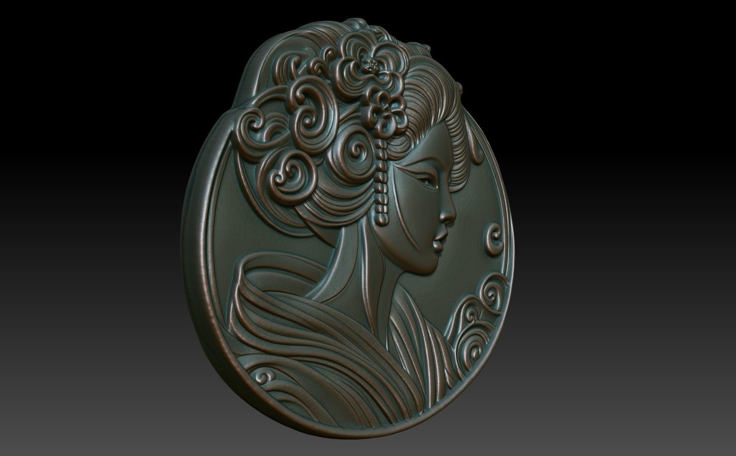 Geisha basrelief 08 240731 3D print model_2