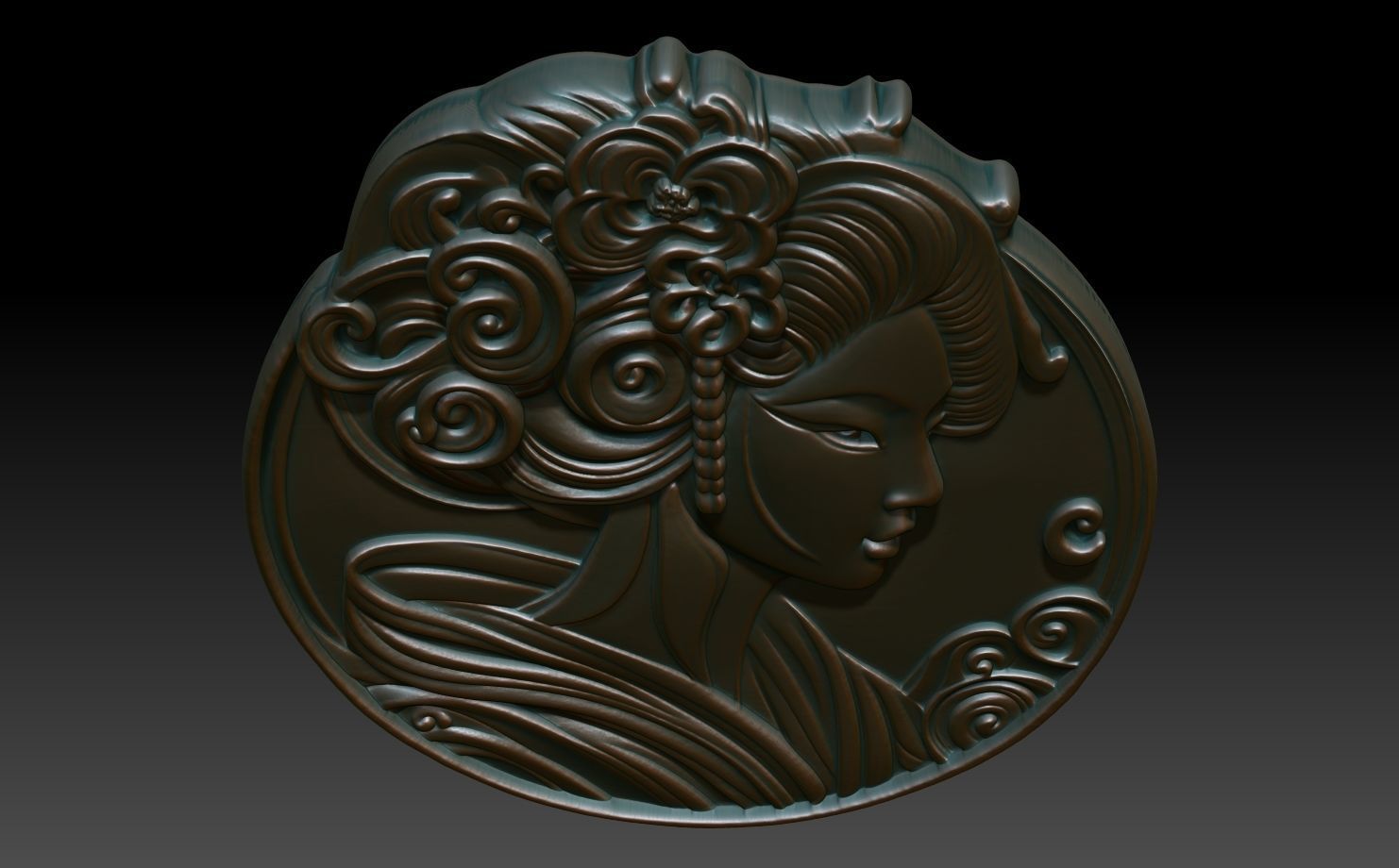 Geisha basrelief 08 240731 3D print model_3