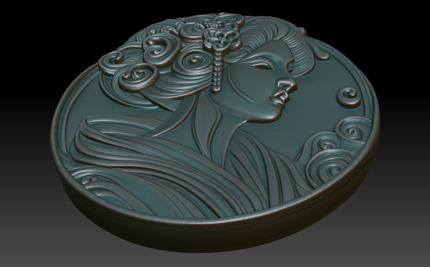 Geisha basrelief 08 240731 3D print model_4