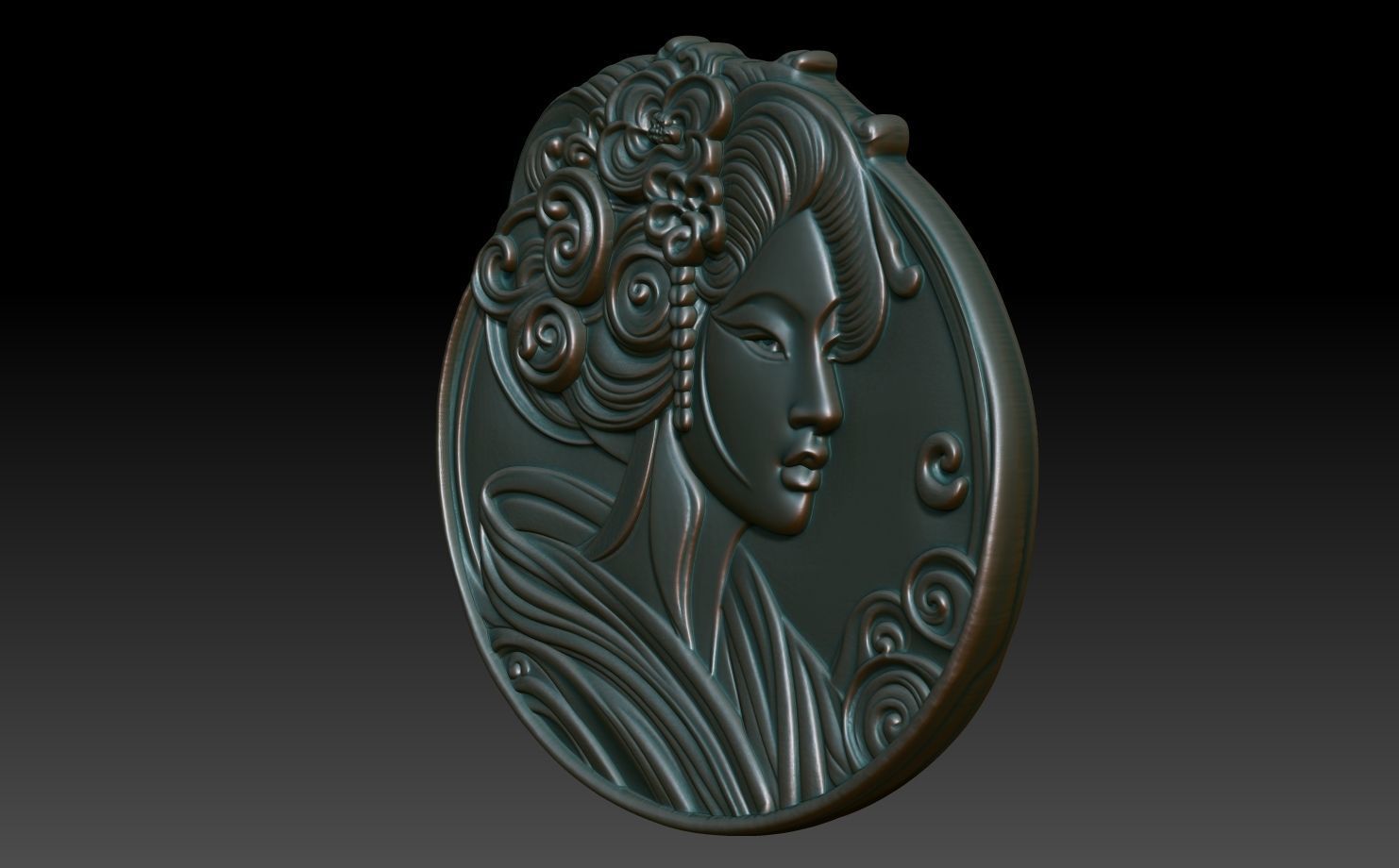 Geisha basrelief 08 240731 3D print model_1