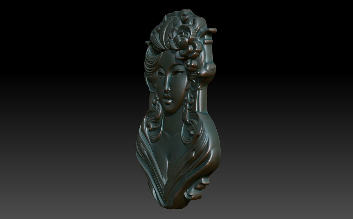Geisha basrelief 07 240731 3D print model_1