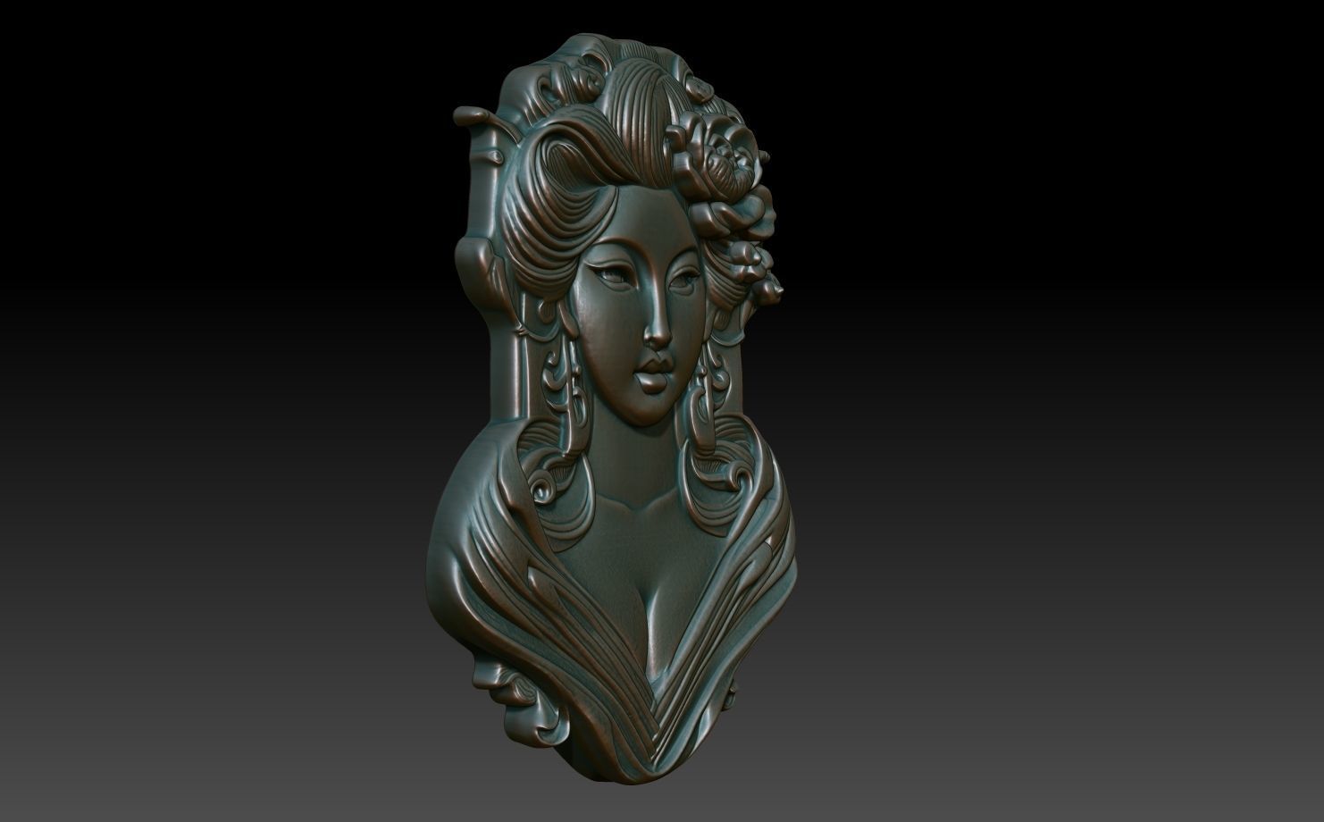 Geisha basrelief 07 240731 3D print model_2