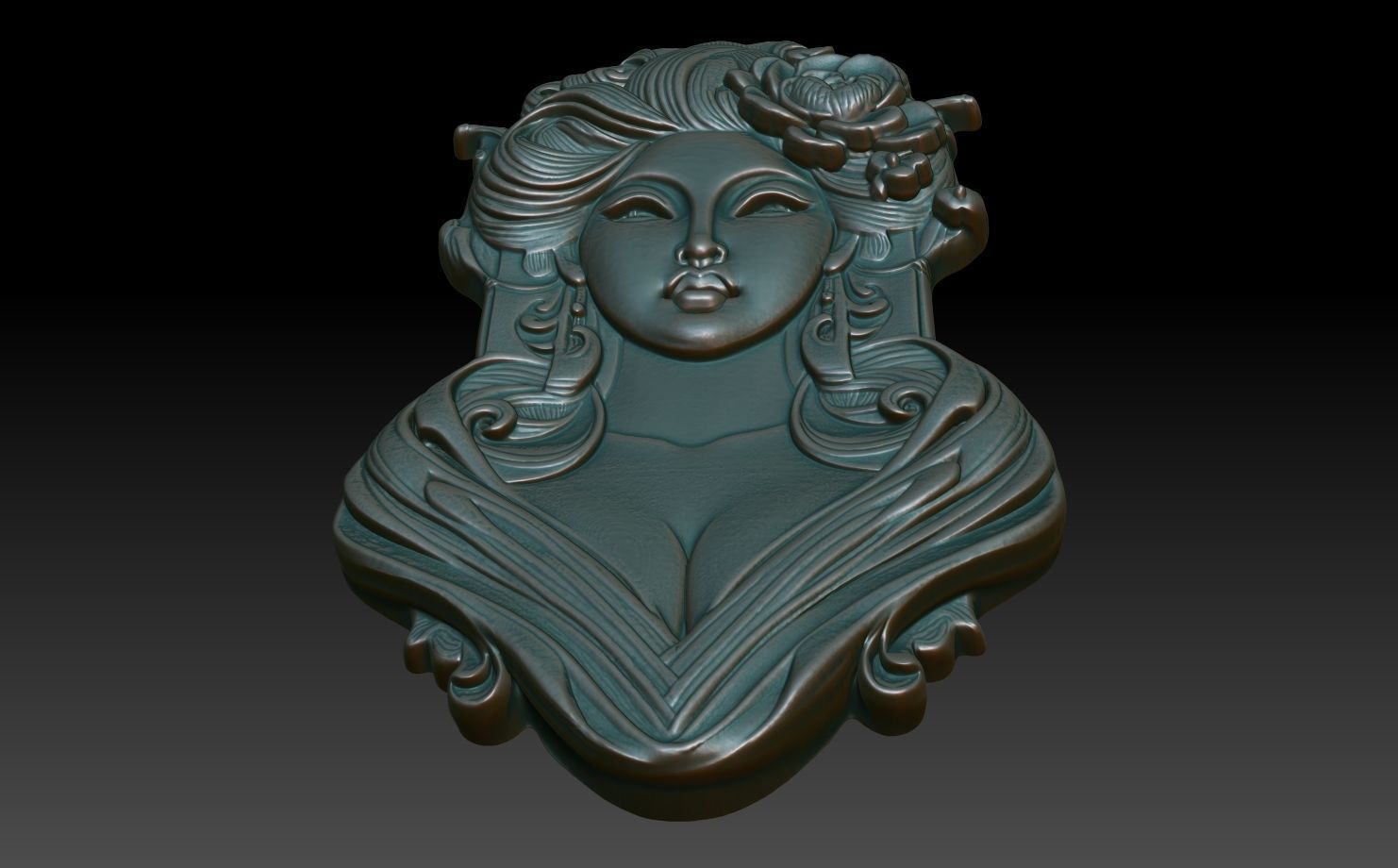 Geisha basrelief 07 240731 3D print model_4