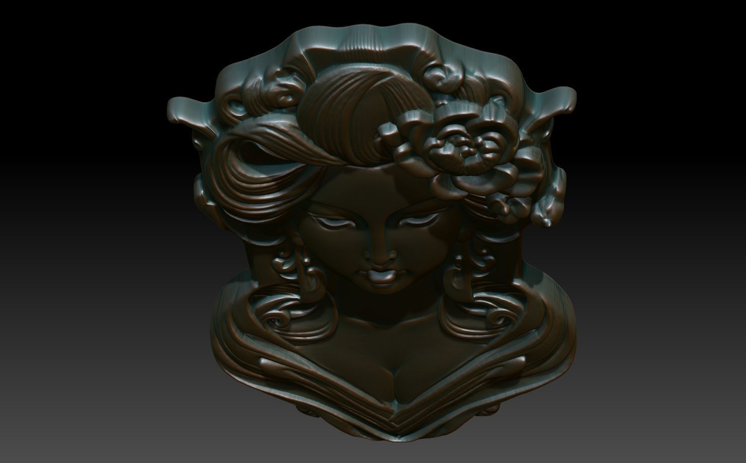 Geisha basrelief 07 240731 3D print model_3