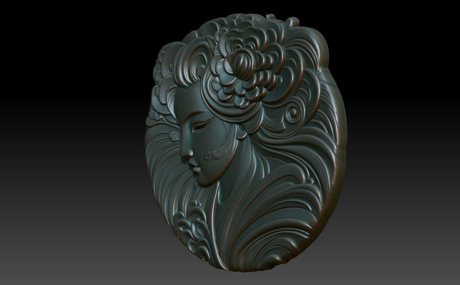 Geisha basrelief 06 240731 3D print model_1