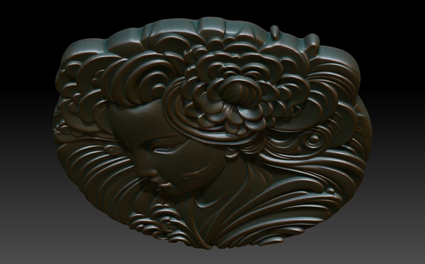 Geisha basrelief 06 240731 3D print model_3